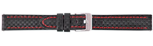 Eichmüller 22mm BandOh Uhren Armband Carbon – Look Schwarz/Rot Ersatzband von Eichmüller since 1950