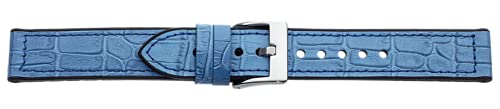 Eichmüller 22mm Hybrid Leder Uhren Armband Blau Silikon gepolstert Krokonarbung von Eichmüller