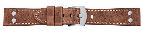 Eichmüller 24mm Leder Armband Hellbraun mit Edelstahl Dornschließe und Nieten von Eichmüller