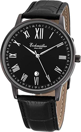 Eichmüller Analog Herrenuhr Schwarz mit Datumsanzeige Leder Armband von Eichmüller