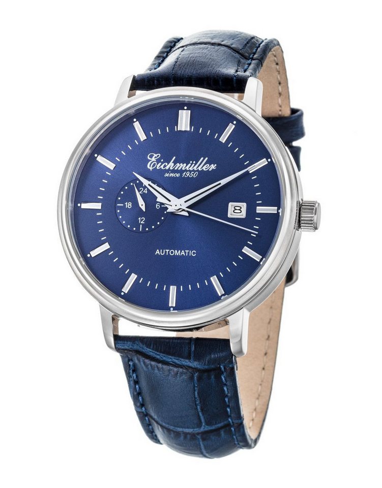 Eichmüller Automatikuhr RE7004, 42 mm – Herren-Armbanduhr mit blauem Zifferblatt & Lederband, Klassisches Design mit Automatikantrieb von Eichmüller