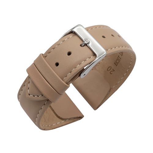Eichmüller Clip Band für feste Stege in 18/20/22 mm Uhrband Leder Schwarz Braun Beige Grau Weiß (Beige, 20 mm) von Eichmüller since 1950