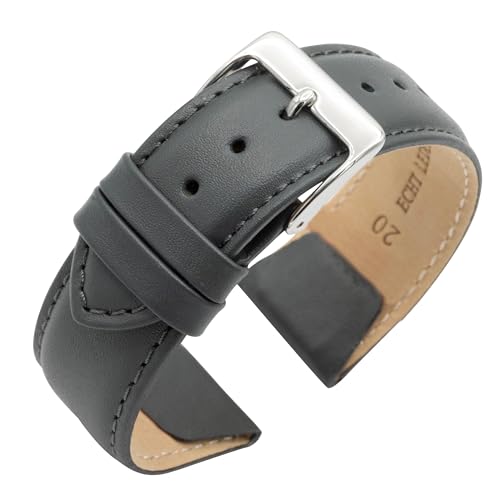 Eichmüller Clip Band für feste Stege in 18/20/22 mm Uhrband Leder Schwarz Braun Beige Grau Weiß (Grau, 18 mm) von Eichmüller since 1950