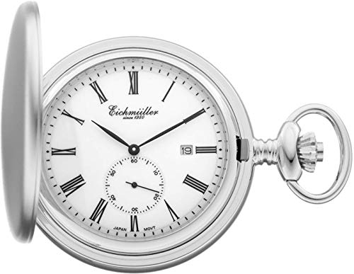 Eichmüller Edelstahl Savonnette Taschenuhr Silber mit dezentraler Sekundenanzeige und Datum von Eichmüller since 1950