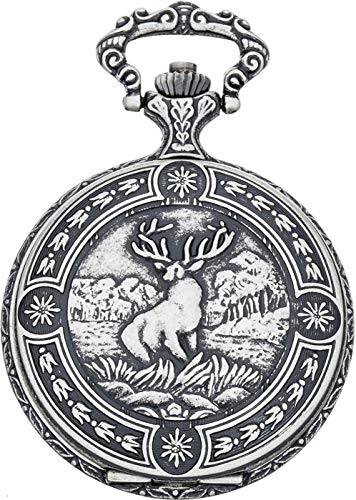 Eichmüller Edelstahl Savonnette Taschenuhr mit Förster, Hirsch Jagd Motiv im Antik Look Sprungdeckel Eichmüller Edelstahl Savonnette Taschenuhr mit Förster, Hirsch Jagd Motiv im Antik Look Sprungdeckel von Eichmüller since 1950