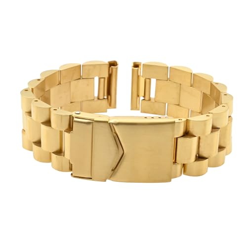 Eichmüller Edelstahl Uhrenband Massiv in 18/20/22/24 mm Silber Gold Gliederband (PVD-Gold poliert (096), 22 mm) von Eichmüller