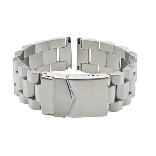 Eichmüller Edelstahl Uhrenband Massiv in 18/20/22/24 mm Silber Gold Gliederband (Stahl matt (095), 24 mm) von Eichmüller