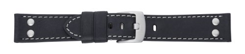 Eichmüller Uhrenarmband aus Leder im Vintage-Look mit Nieten, nero, 22mm, Vintage von Eichmüller