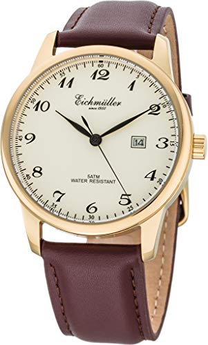 Eichmüller Herrenuhr Edelstahl 42 mm (goldfarben-Weiss-braun) von Eichmüller since 1950