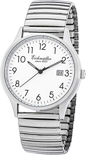 Eichmüller Herren Klassische Armbanduhr 38mm Flexband 5 ATM Quarz Datum 3052-03 von Eichmüller