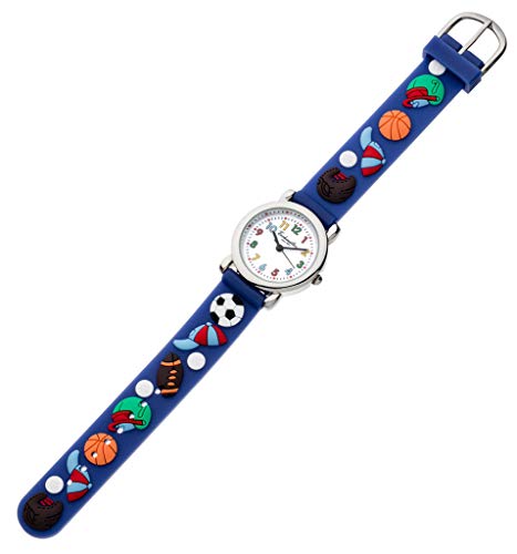 Eichmüller Kinderuhr analog Uhr blau Armbanduhr Edelstahl Silikon Ballmuster 34975 von Eichmüller