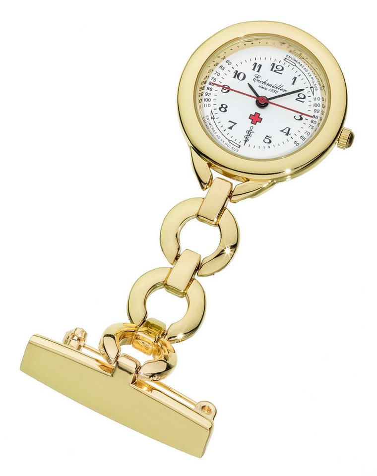 Eichmüller Krankenpflegeuhr Schwesternuhr 3010-6G – Goldfarbene Clip-Uhr für Pflege & Medizin, 27 mm von Eichmüller