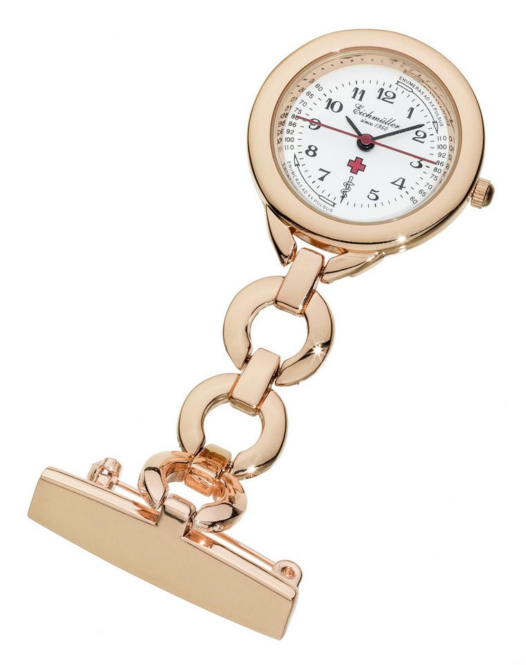 Eichmüller Krankenpflegeuhr Schwesternuhr 3010-6R – Roséfarben, Clip-Uhr für Pflege & Medizin, 27 mm von Eichmüller