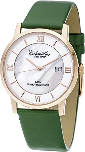 Eichmüller Leder Herrenuhr Grün mit Datumsanzeige und Ionenbeschichtung 5ATM von Eichmüller since 1950