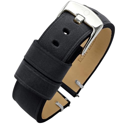 Eichmüller since 1950 Lederband Quick Release Uhrband in 20/22/24 mm Schwarz Braun Beige Grau Blau (B57 - Schwarz, 20 mm) von Eichmüller since 1950