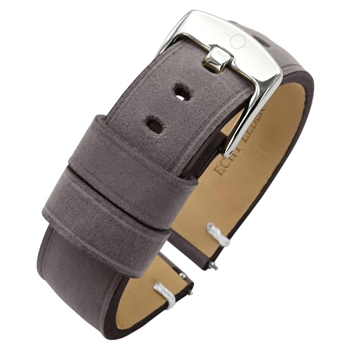 Eichmüller since 1950 Lederband Quick Release Uhrband in 20/22/24 mm Schwarz Braun Beige Grau Blau (B61 - Grau, 20 mm) von Eichmüller since 1950