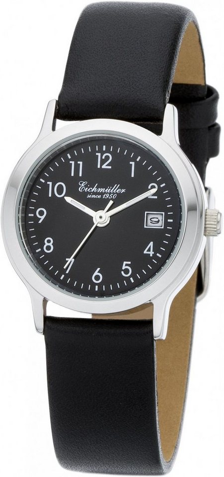 Eichmüller Quarzuhr Damenuhr 3054-04 schwarz Lederband 26 mm von Eichmüller