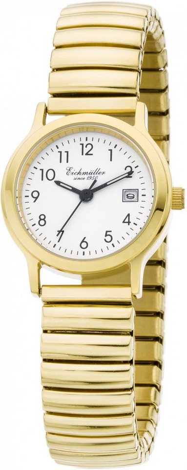 Eichmüller Quarzuhr Damenuhr 3057-02 goldfarben/weiss Zugband poliert Edelstahl 26 mm von Eichmüller