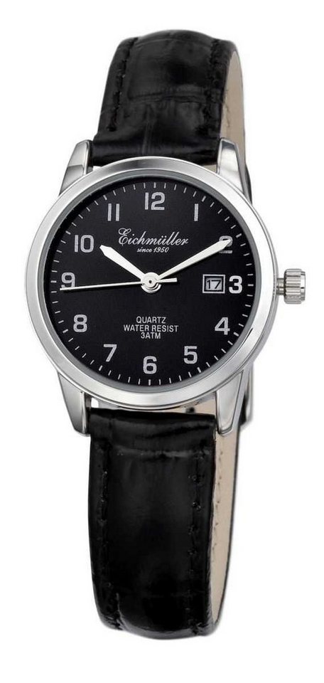 Eichmüller Quarzuhr Damenuhr 7031-04 Schwarz Lederband 28 mm von Eichmüller