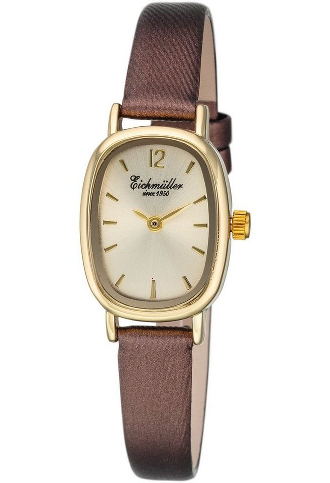 Eichmüller Quarzuhr Klassische Damenuhr RE1087 Goldfarben Braun 20x26 mm von Eichmüller