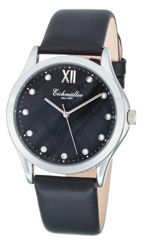 Eichmüller Quarzuhr Damenuhr RE1140 Zirkonia Schwarz 39 mm von Eichmüller