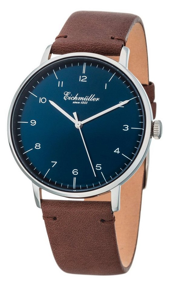 Eichmüller Quarzuhr Herrenuhr Blau Lederband Braun 41 mm – stilvolle 3033-07, Armbanduhr für Herren mit präzisem Quarzuhrwerk Eichmüller Quarzuhr Herrenuhr Blau Lederband Braun 41 mm – stilvolle 3033-07, Armbanduhr für Herren mit präzisem Quarzuhrwerk von Eichmüller