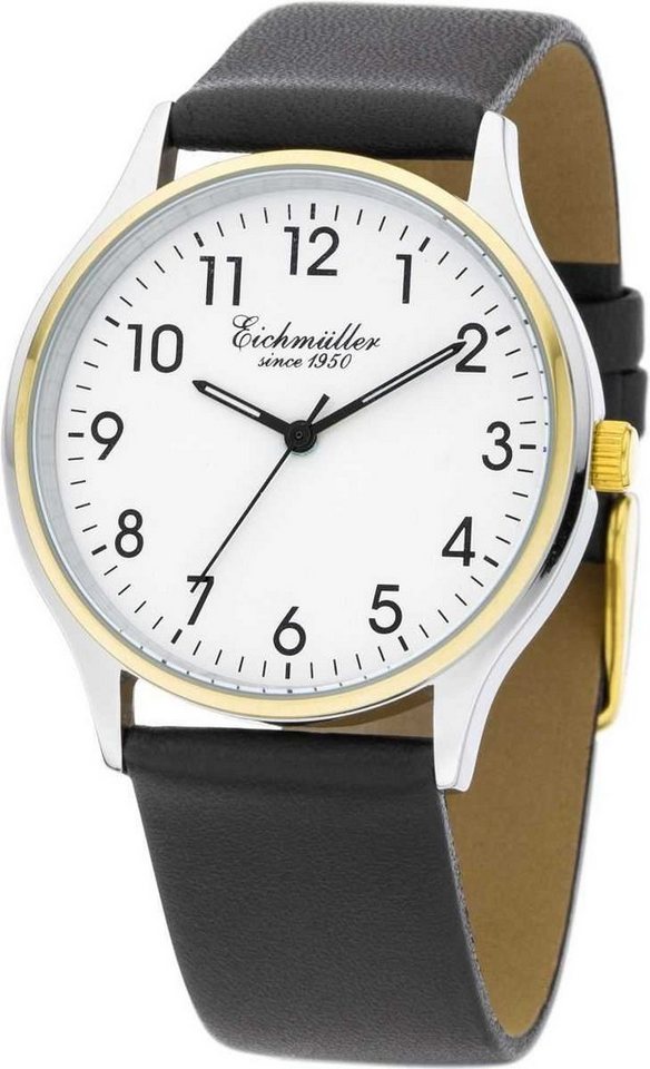 Eichmüller Quarzuhr Herrenuhr 3050-04 Bicolor Lederband 38 mm von Eichmüller