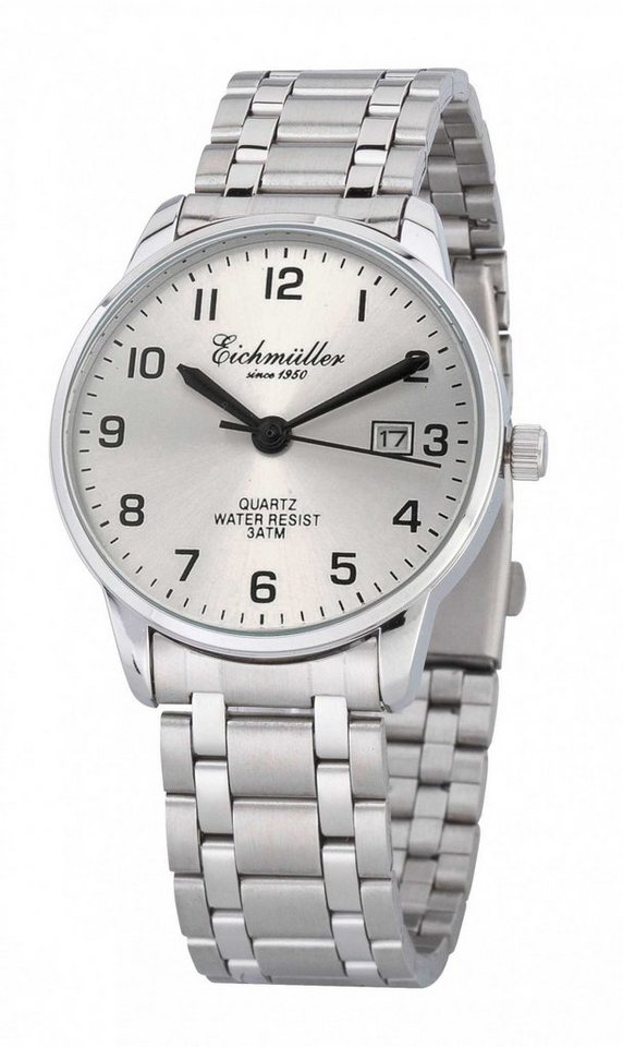 Eichmüller Quarzuhr Herrenuhr 7030-03 silberfarben Metallband 40 mm von Eichmüller