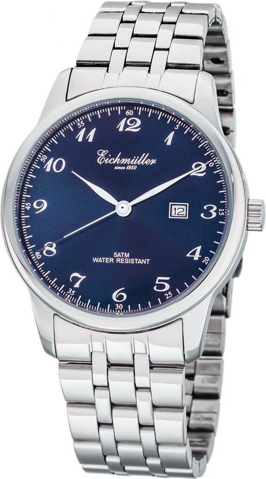 Eichmüller Quarzuhr Herrenuhr RE1065 Blau Edelstahlband 42 mm von Eichmüller