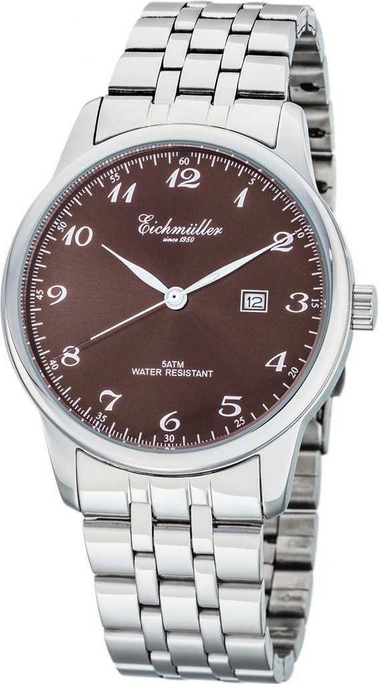 Eichmüller Quarzuhr Herrenuhr RE1066 Braun Edelstahlband 42 mm von Eichmüller