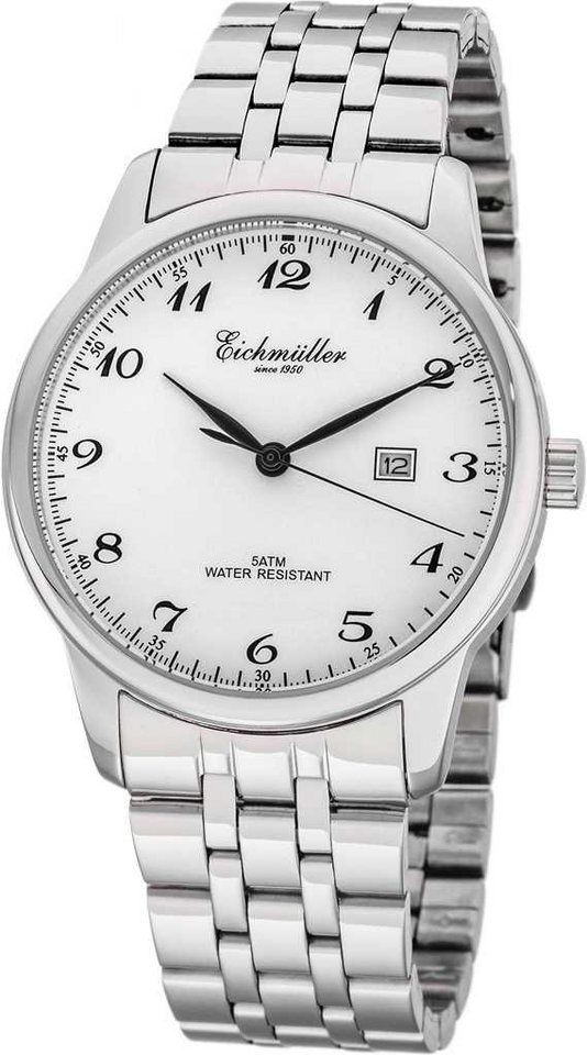 Eichmüller Quarzuhr Herrenuhr RE1069 Weiss Edelstahlband 42 mm von Eichmüller