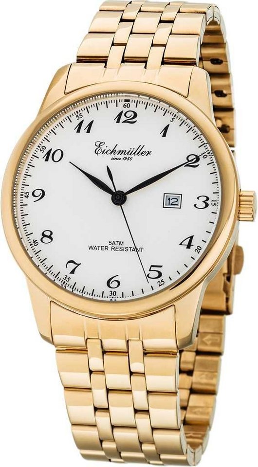 Eichmüller Quarzuhr Herrenuhr RE1070 IP-vergoldet Edelstahlband 42 mm von Eichmüller