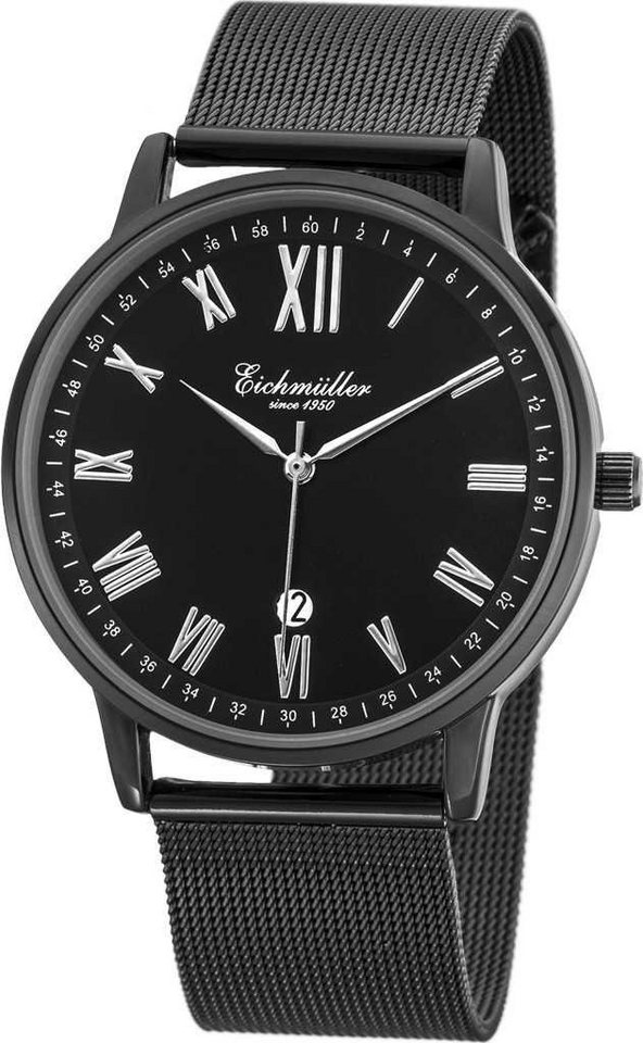 Eichmüller Quarzuhr Herrenuhr RE1108 schwarz Milanaiseband 40 mm von Eichmüller