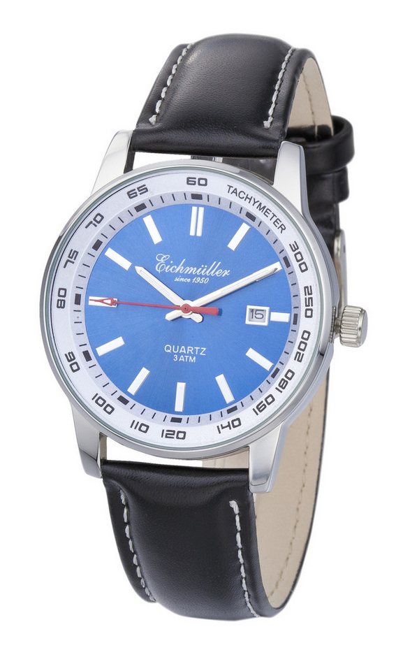 Eichmüller Quarzuhr Herrenuhr RE1164, 40 mm – Sportliche Armbanduhr mit blauem Zifferblatt von Eichmüller