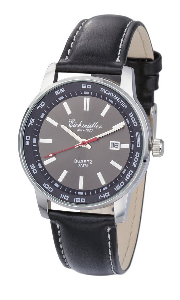 Eichmüller Quarzuhr Herrenuhr RE1165, 40 mm – Sportliche Armbanduhr mit grauem Zifferblatt von Eichmüller