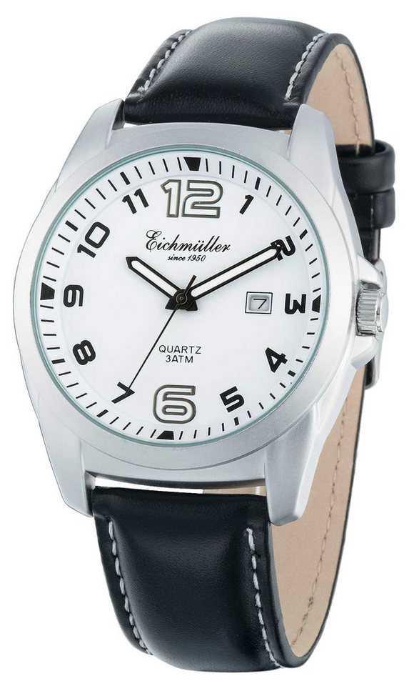 Eichmüller Quarzuhr RE1196 Sportliche Herrenuhr Weiss/Schwarz 42 mm von Eichmüller