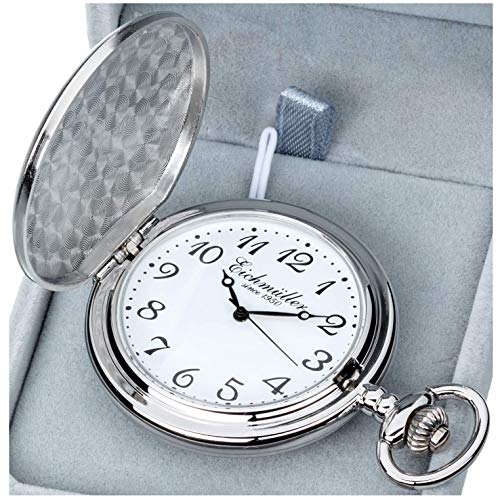 Eichmüller Savonnette Quartz Taschenuhr aufklappbar mit Karabiner Kette und Box von Eichmüller since 1950