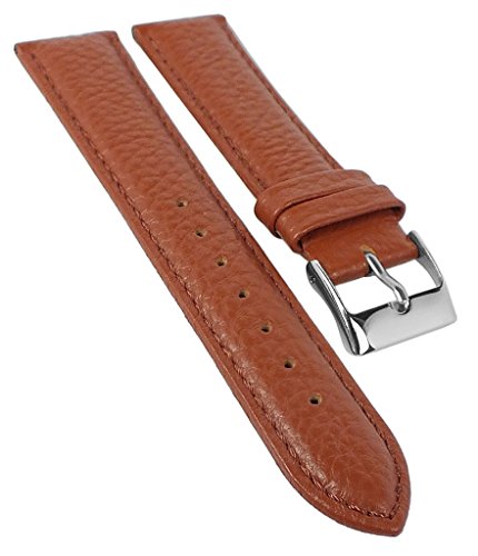 Eichmüller Softnappa | Ersatzband | Uhrenarmband | Leder braun mit Naht, genarbt 33859, Stegbreite:20mm, Schließe:Silbern von Eichmüller