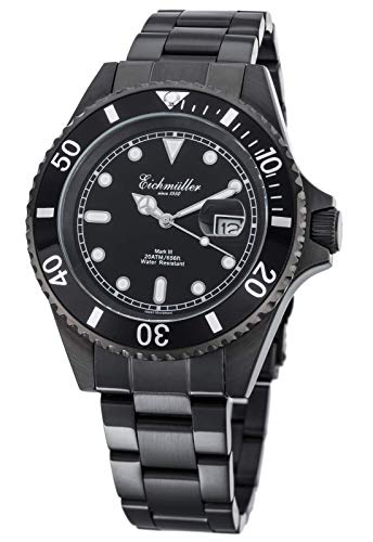 Eichmüller Taucher Herrenuhr Edelstahl Schwarz Datumsanzeige und Drehlünette 200M 20ATM von Eichmüller since 1950