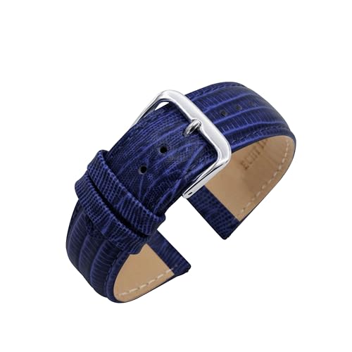 Eichmüller Uhrband Eidechse Prägung 12/14/16/18/20 mm Kalbsleder Schwarz Braun Grün Rot Blau (Blau, 18 mm) von Eichmüller since 1950