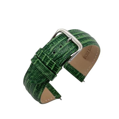 Eichmüller Uhrband Eidechse Prägung 12/14/16/18/20 mm Kalbsleder Schwarz Braun Grün Rot Blau (Grün, 14 mm) von Eichmüller since 1950