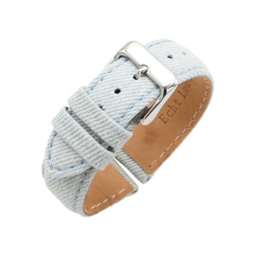 Eichmüller since 1950 Uhrband Jeans Textilband in 20 & 22 mm Schwarz Blau Uhrenband Uhr (Hellblau (B64), 20 mm) von Eichmüller since 1950