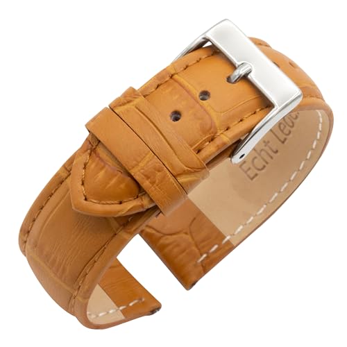 Eichmüller Uhrenarmband Alligator in 14/18/20/22 mm Kroko Prägung Kalbsleder (Hellbraun (0815), 20 mm) von Eichmüller since 1950