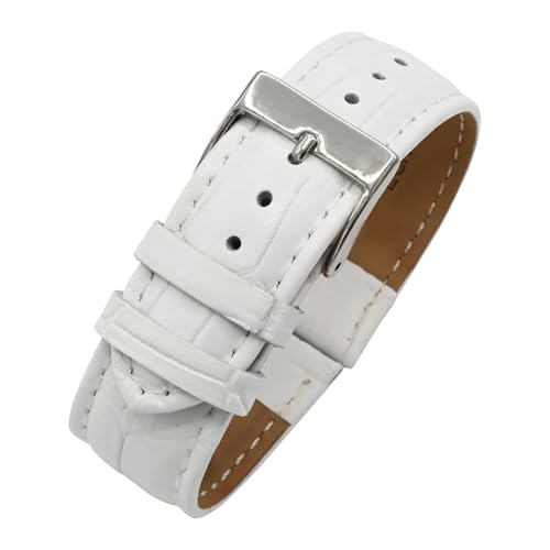 Eichmüller Uhrenarmband Alligator in 14/18/20/22 mm Kroko Prägung Kalbsleder (Weiß (0816), 22 mm) von Eichmüller
