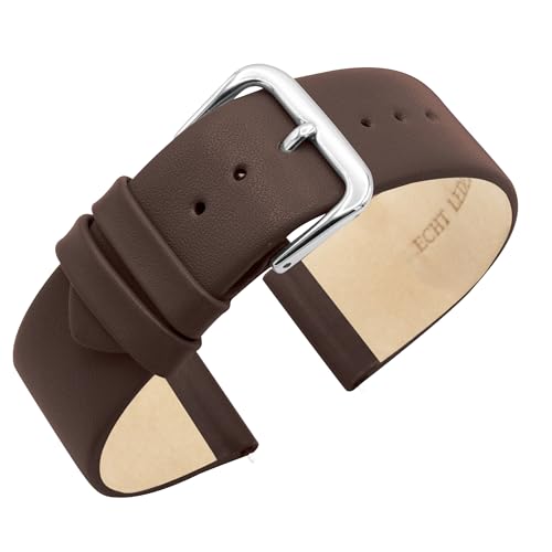 Eichmüller since 1950 Uhrenarmband Nahtlos Nappaleder Kalbsleder in 10/12/14/16/18/20 mm (Braun, 18 mm) von Eichmüller since 1950