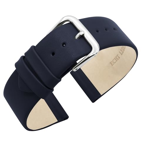 Eichmüller since 1950 Uhrenarmband Nahtlos Nappaleder Kalbsleder in 10/12/14/16/18/20 mm (Dunkelblau, 18 mm) von Eichmüller since 1950