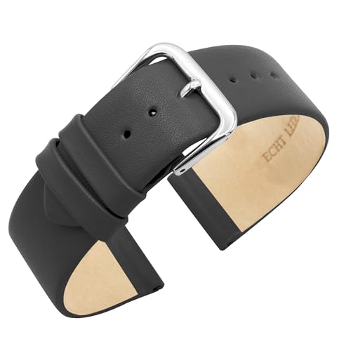 Eichmüller since 1950 Uhrenarmband Nahtlos Nappaleder Kalbsleder in 10/12/14/16/18/20 mm (Grau, 18 mm) von Eichmüller since 1950