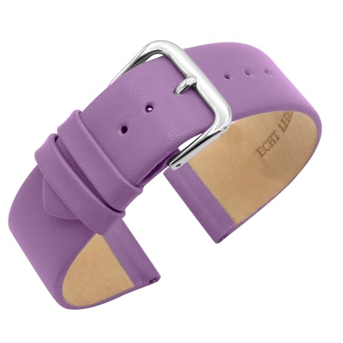 Eichmüller Uhrenarmband Nahtlos Nappaleder Kalbsleder in 10/12/14/16/18/20 mm (Lila, 18 mm) von Eichmüller