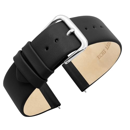 Eichmüller since 1950 Uhrenarmband Nahtlos Nappaleder Kalbsleder in 10/12/14/16/18/20 mm (Schwarz, 12 mm) von Eichmüller since 1950