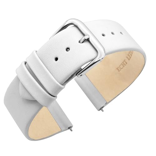 Eichmüller since 1950 Uhrenarmband Nahtlos Nappaleder Kalbsleder in 10/12/14/16/18/20 mm (Weiß, 16 mm) von Eichmüller since 1950